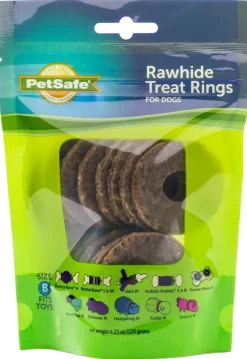 Busy Buddy Natural Rawhide Dog Treat Rings Peanut Butter Size B 4.23-oz