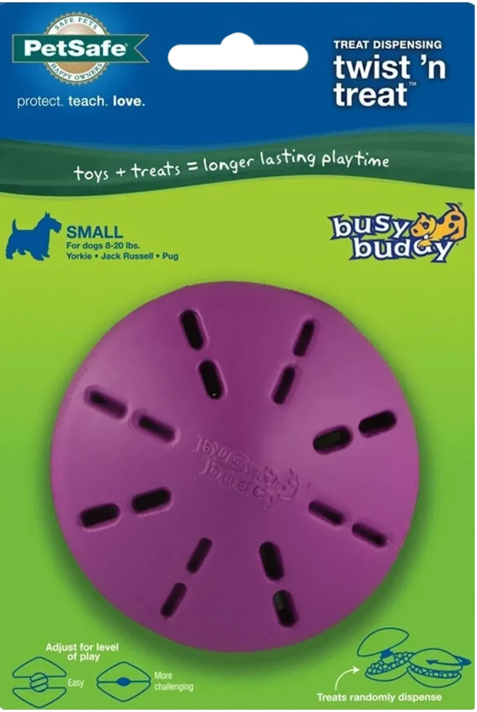 Busy Buddy Twist 'n Treat Treat-Dispensing Dog Toy Purple Small