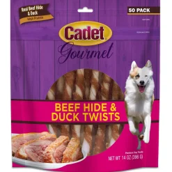 Cadet Gourmet Beef Hide & Duck Twist Sticks Dog Treats 5-in 50 Count