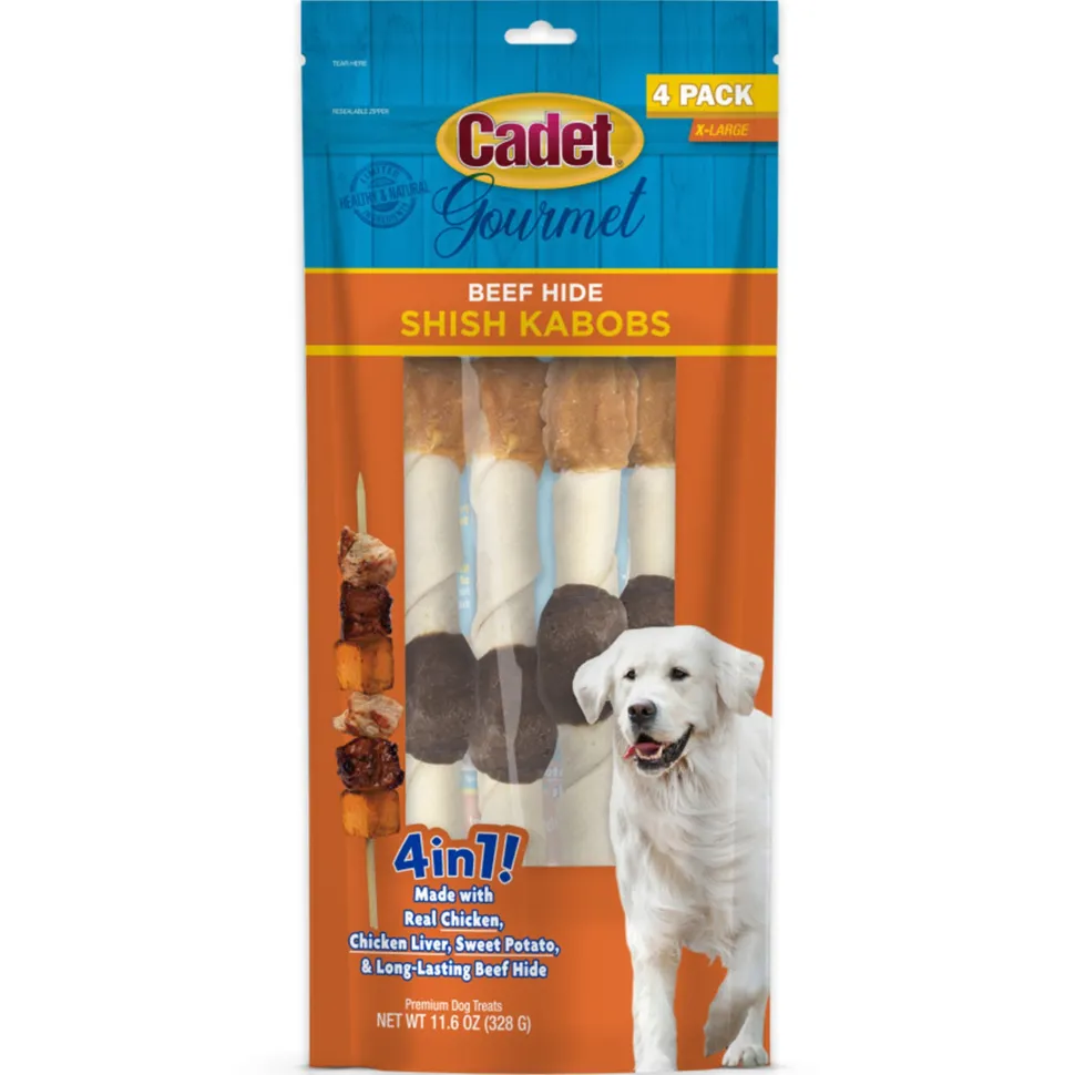 Cadet Gourmet Beef Hide Shish Kabob Dog Treats X-Large 4 Count 11.6-oz