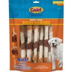 Cadet Gourmet Beef Hide Shish Kabob Dog Treats X-Large 15 Count 42.8-oz