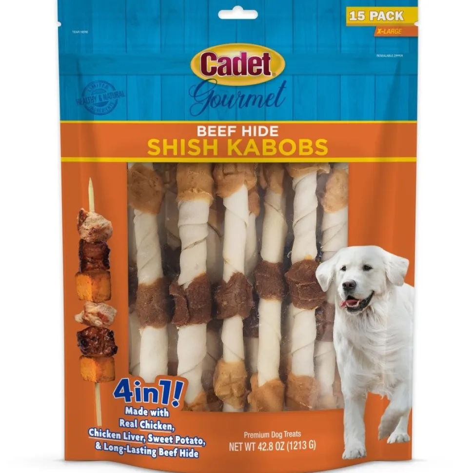 Cadet Gourmet Beef Hide Shish Kabob Dog Treats X-Large 15 Count 42.8-oz