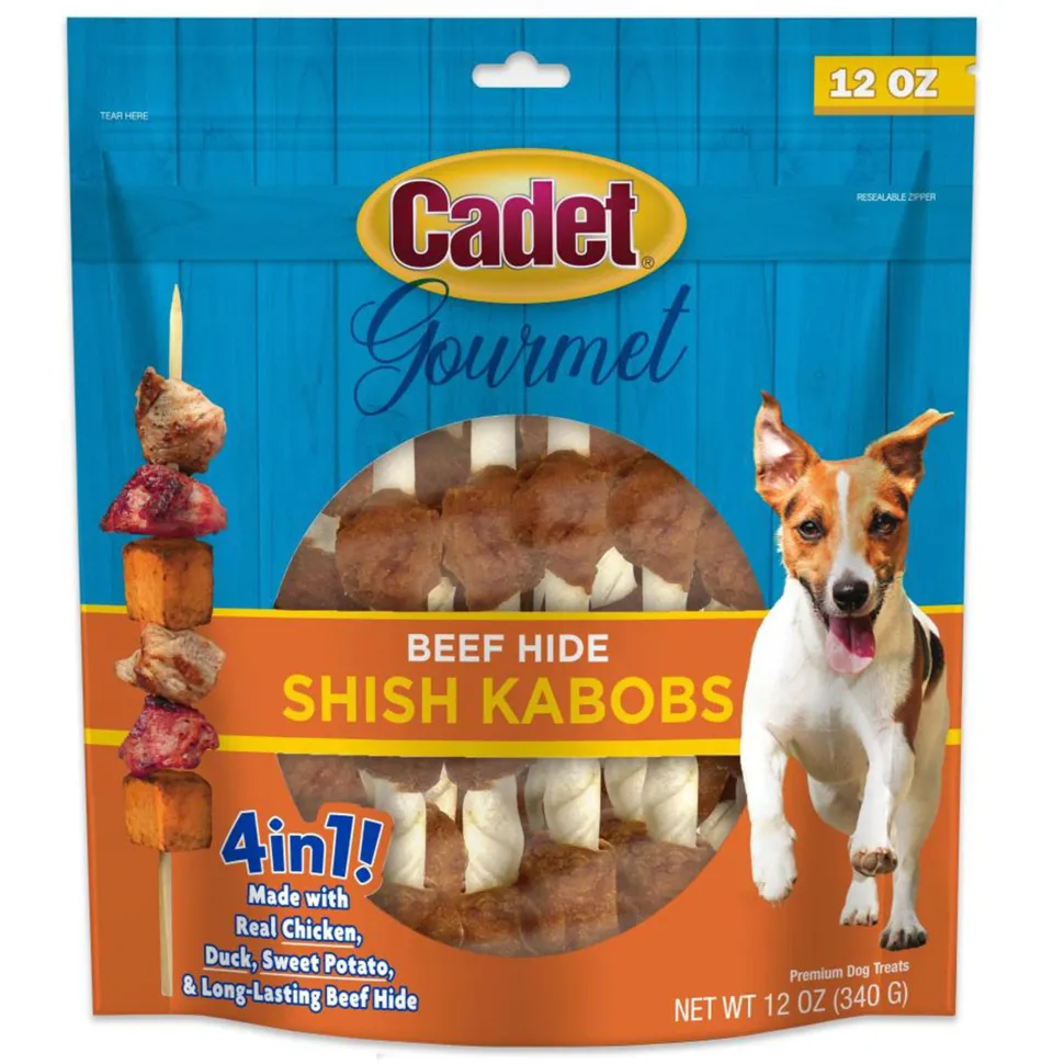 Cadet Gourmet Beef Hide Shish Kabob Dog Treats Small 12-oz