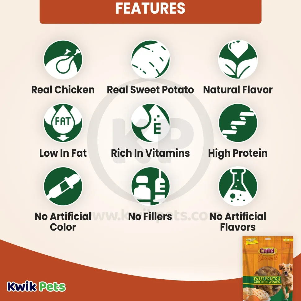 Cadet Gourmet Sweet Potato & Chicken Wrapped Dog Treats 14-oz
