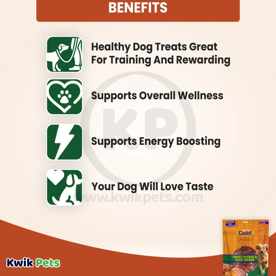 Cadet Gourmet Sweet Potato & Duck Wrapped Dog Treats 14-oz