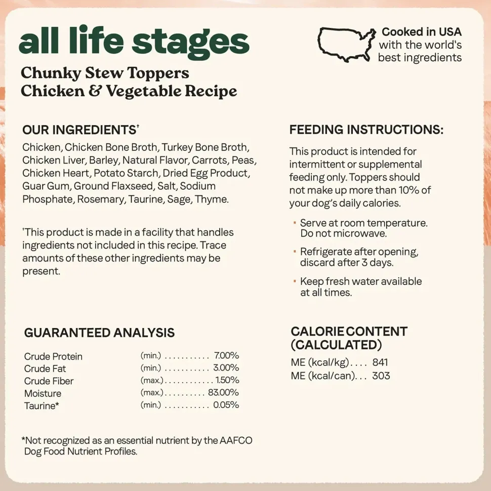 CANIDAE All Life Stages Chunky Stew Wet Dog Food Topper Chicken & Vegetable 12.7-oz