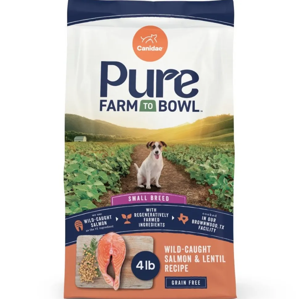 CANIDAE PURE Farm to Bowl Small Breed Adult Dry Dog Food Wild-Caught Salmon & Lentil 4-lb