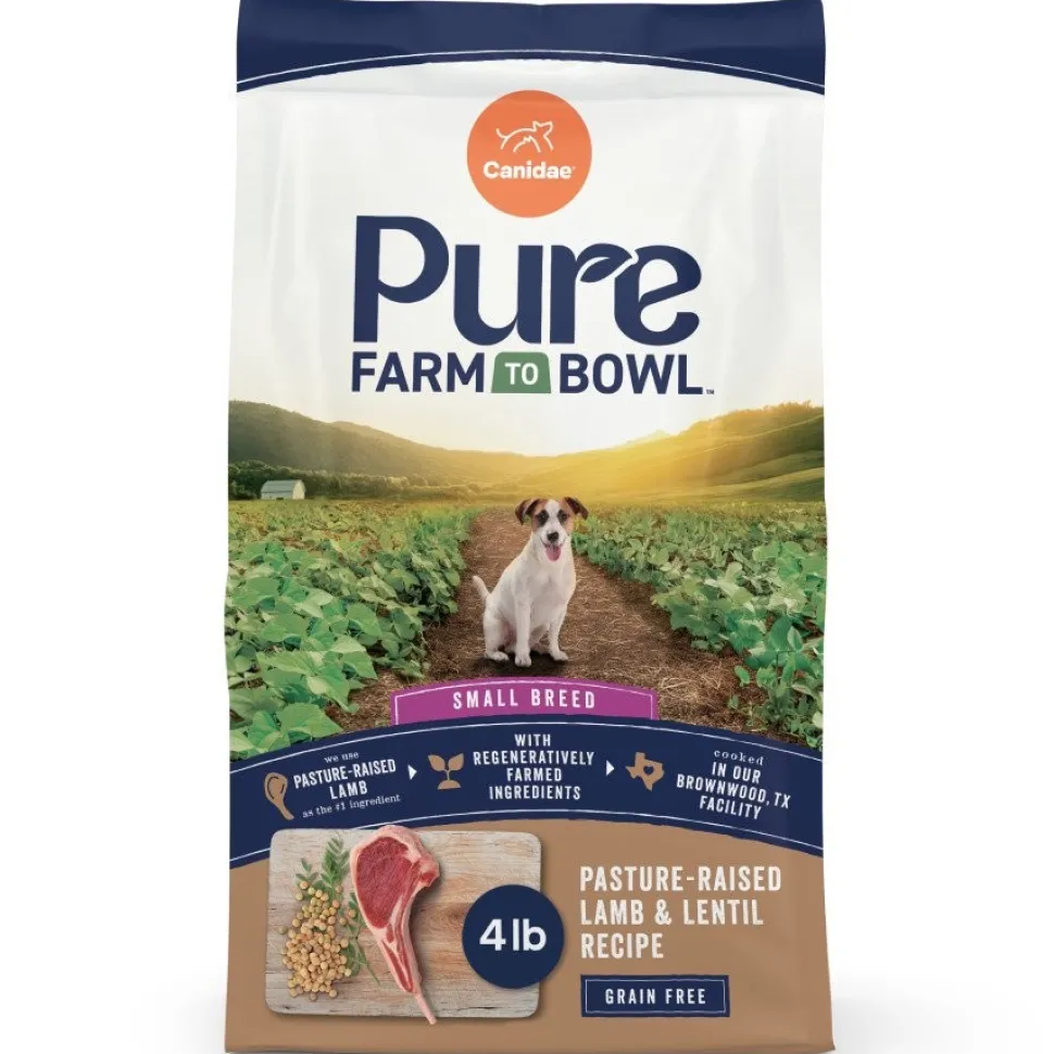 CANIDAE PURE Farm to Bowl Small Breed Adult Dry Dog Food Pasture-Raised Lamb & Lentil 4-lb