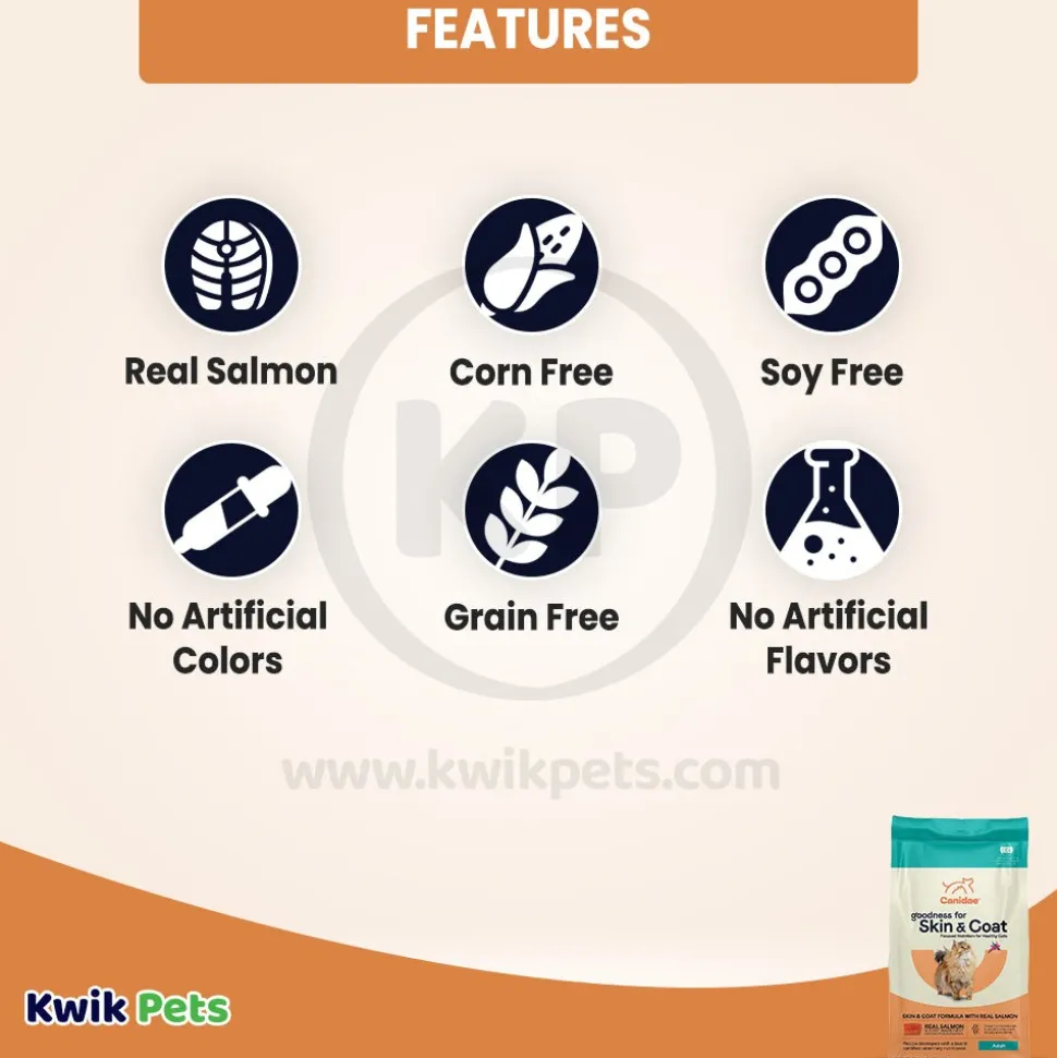 CANIDAE PURE Goodness for Skin & Coat Adult Dry Cat Food Salmon 5-lb
