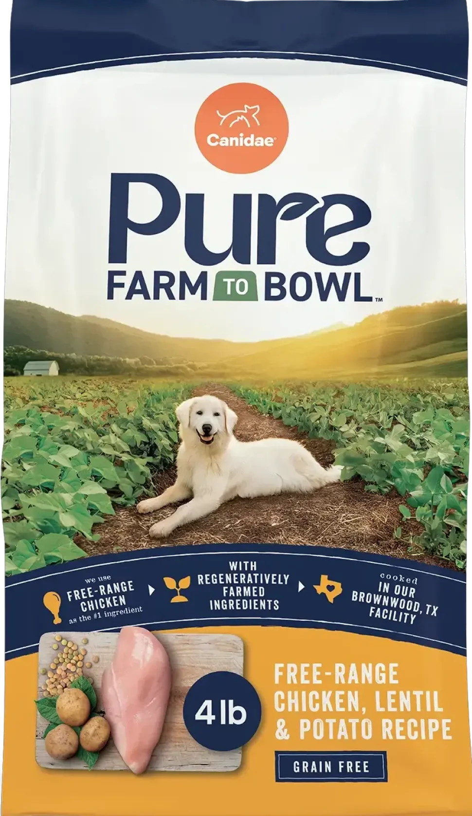 Canidae Pure Goodness Grain-Free Limited Ingredient Adult Dry Dog Food Real Chicken, Lentil & Potato Recipe 4-lb