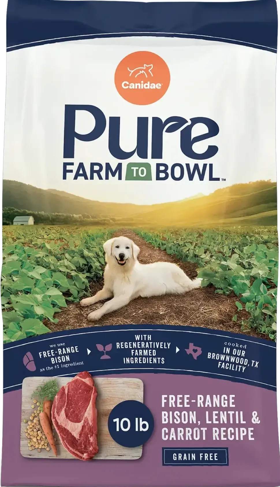 Canidae Pure Goodness Grain-Free Limited Ingredient Adult Dry Dog Food Real Bison, Lentil & Carrot Recipe 10-lb