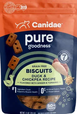 CANIDAE PURE Goodness Grain-Free Biscuit Dog Treats Duck & Chickpea 11-oz