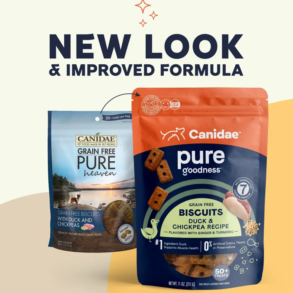 CANIDAE PURE Goodness Grain-Free Biscuit Dog Treats Duck & Chickpea 11-oz
