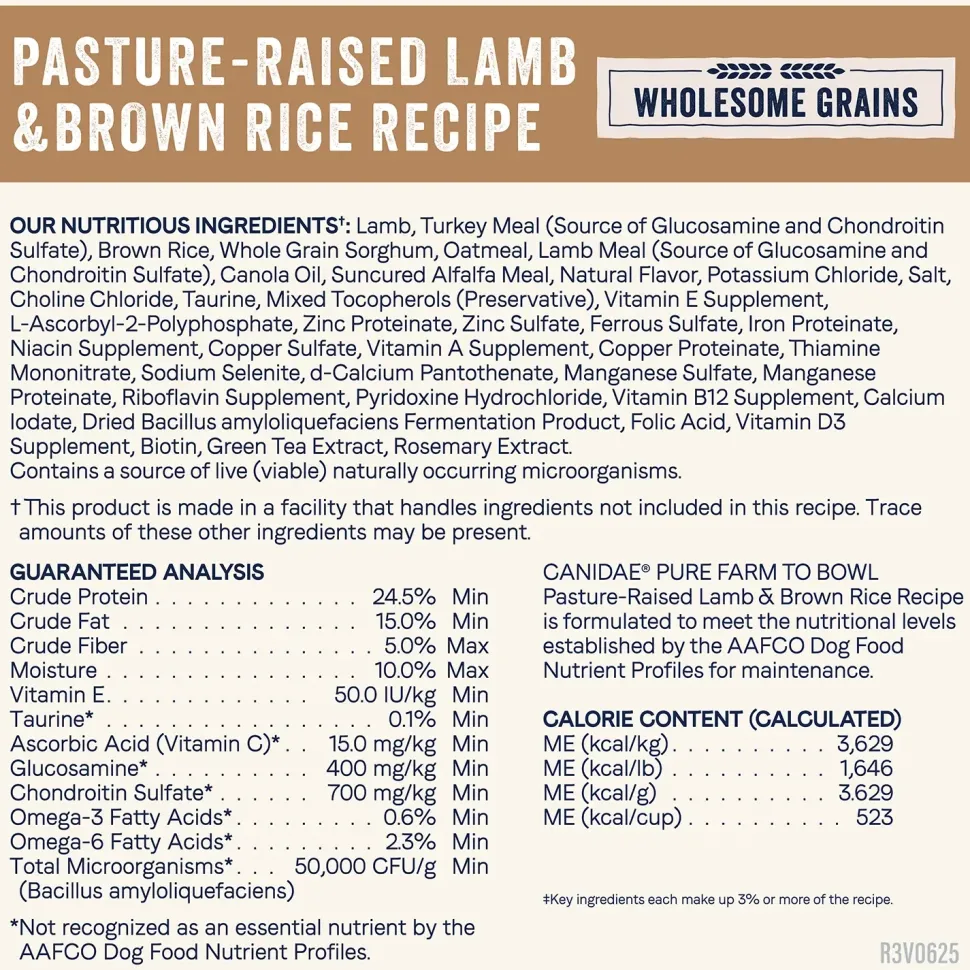 Canidae Pure Goodness Wholesome Grains Adult Dry Dog Food Real Lamb & Brown Rice Recipe 4-lb
