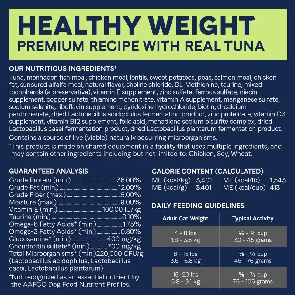 CANIDAE PURE Grain-Free Limited Ingredient Healthy Weight Dry Cat Food Tuna 5-lb