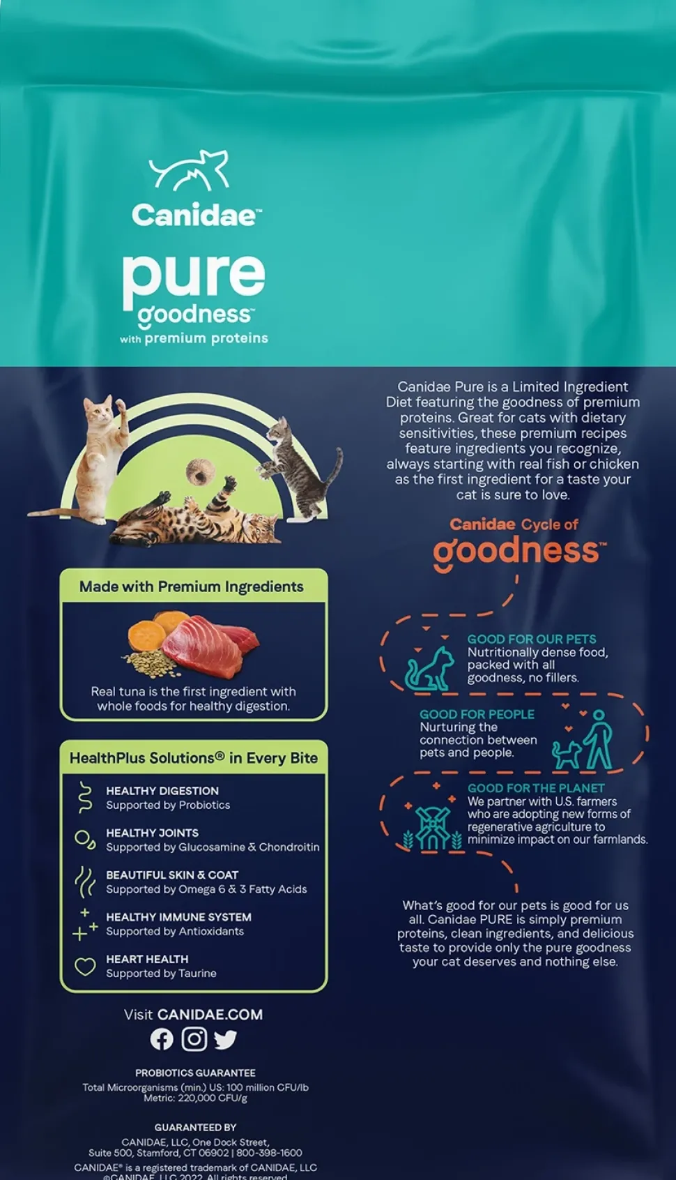 CANIDAE PURE Grain-Free Limited Ingredient Healthy Weight Dry Cat Food Tuna 10-lb