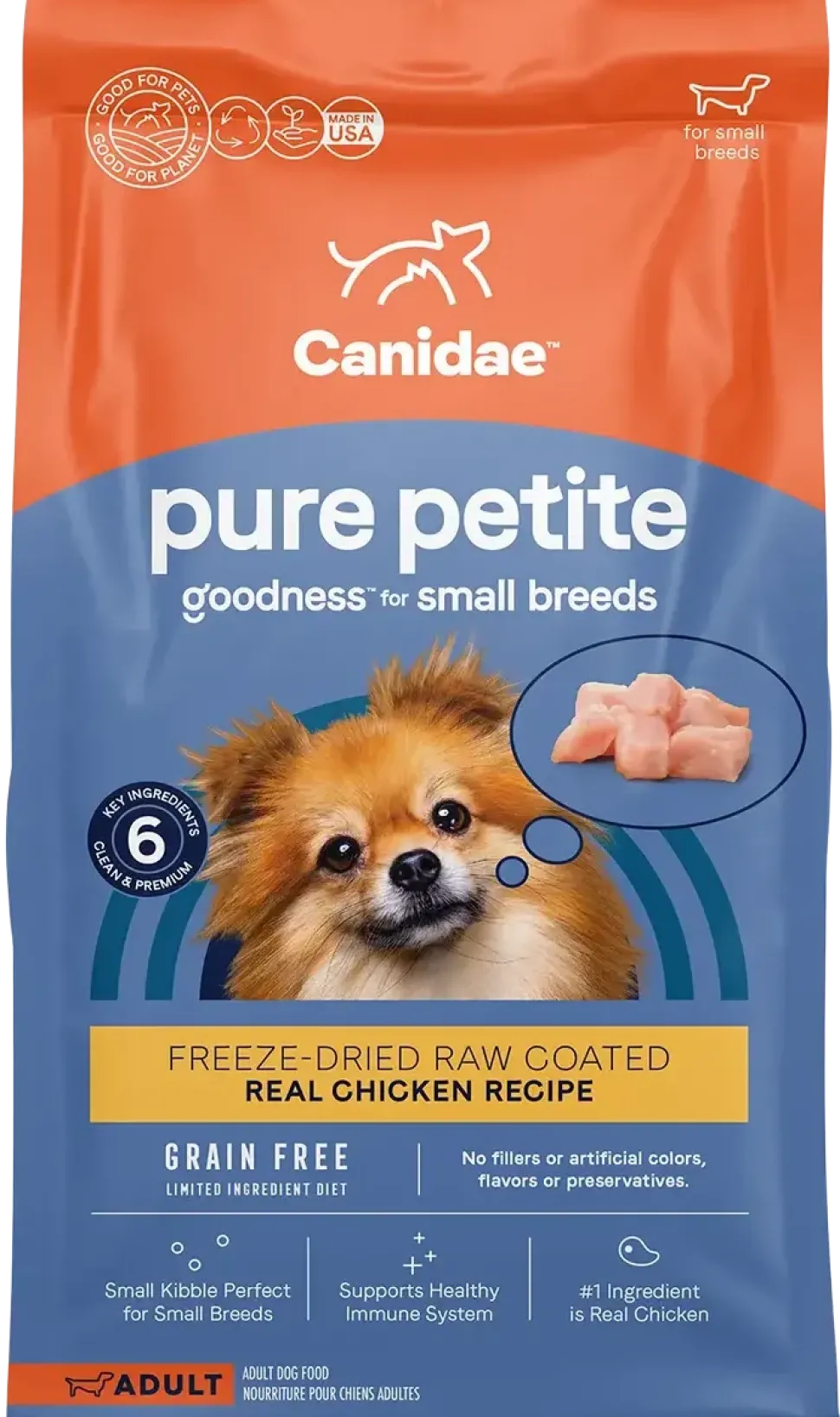 CANIDAE PURE Petite Goodness for Small Breed Freeze-Dried Raw Coated Adult Dry Dog Food Chicken 10-lb
