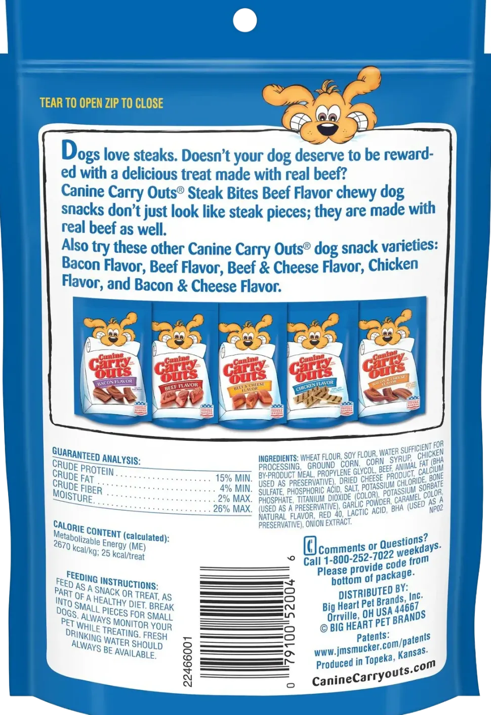 Canine Carry Outs Dog Treats Steak Bites Beef Flavor 4.5-oz