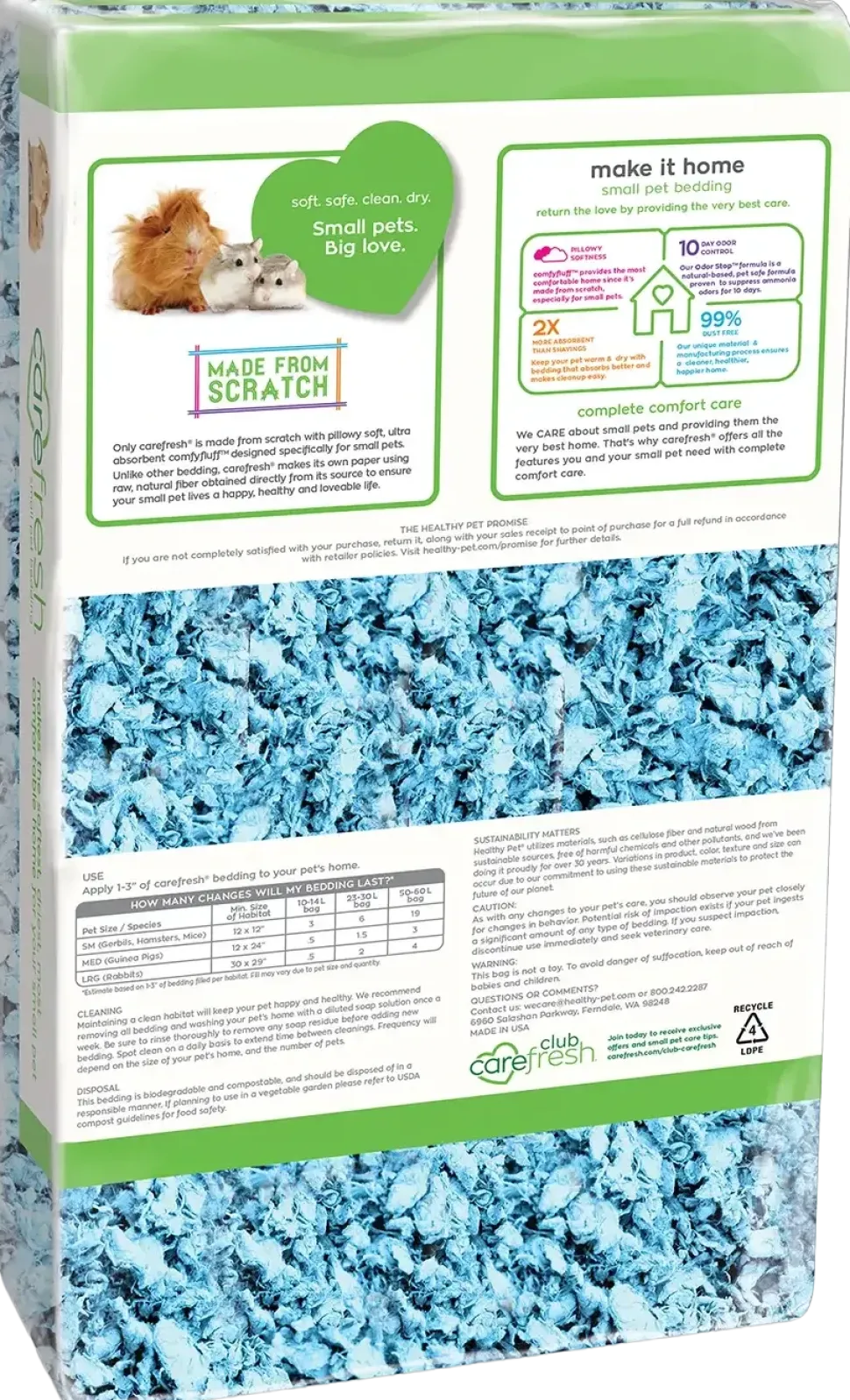 Carefresh Complete Comfort Blue Paper Bedding for Small Animals 23 Liters