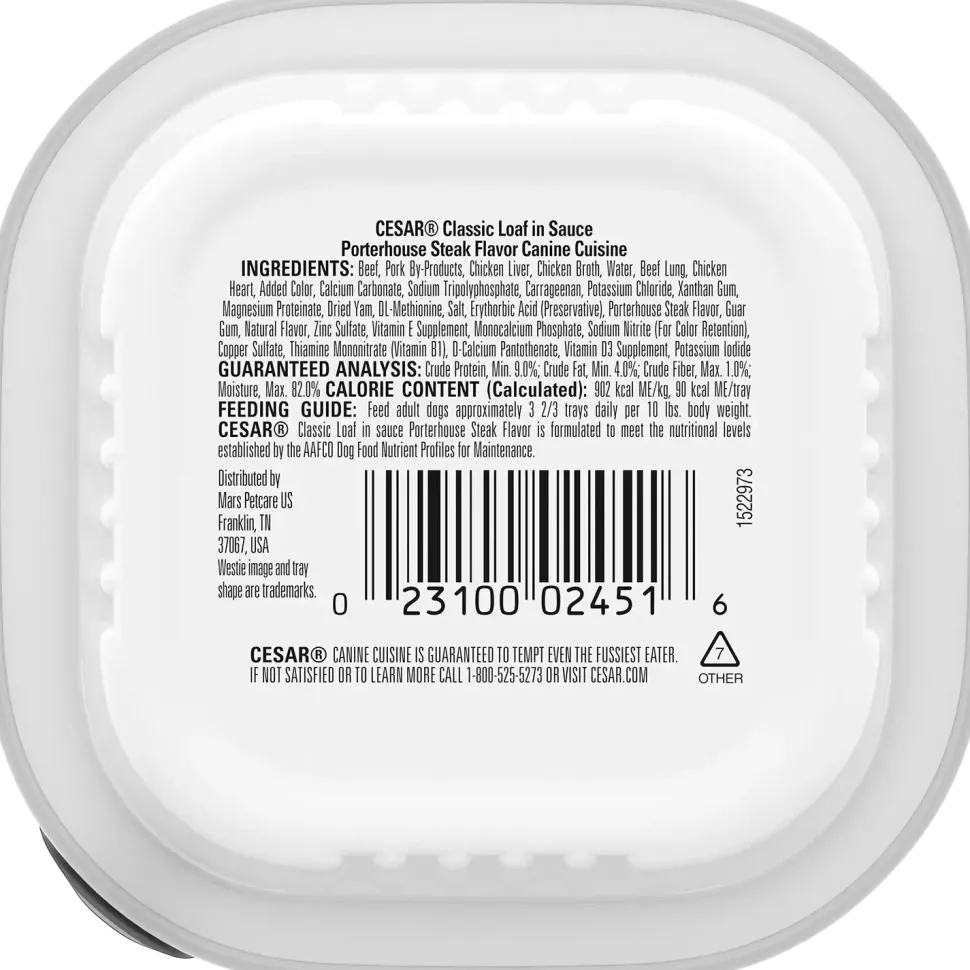 Cesar Classic Loaf in Sauce Adult Wet Dog Food Porterhouse Steak 3.5-oz