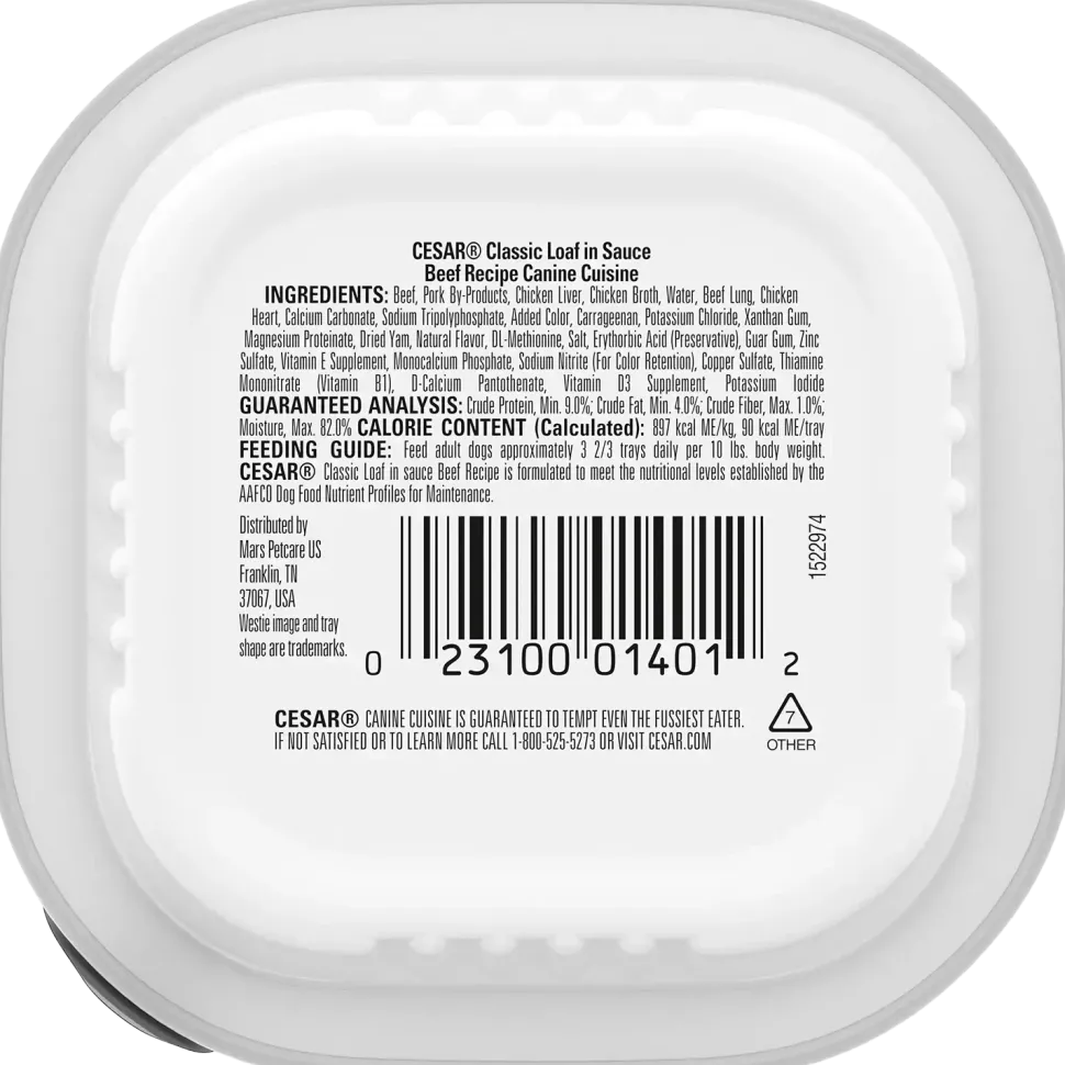 Cesar Classic Loaf in Sauce Adult Wet Dog Food Beef 3.5-oz
