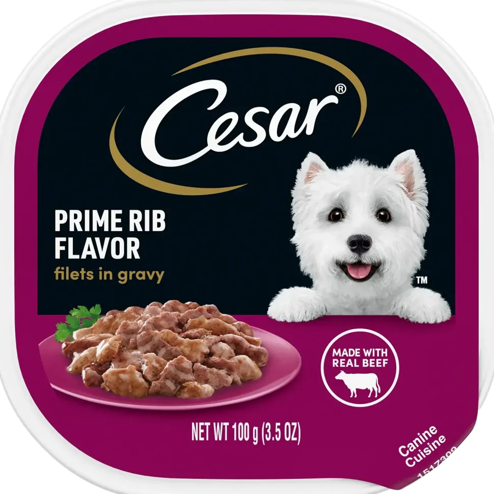 Cesar Filets in Gravy Adult Wet Dog Food Prime Rib 3.5-oz