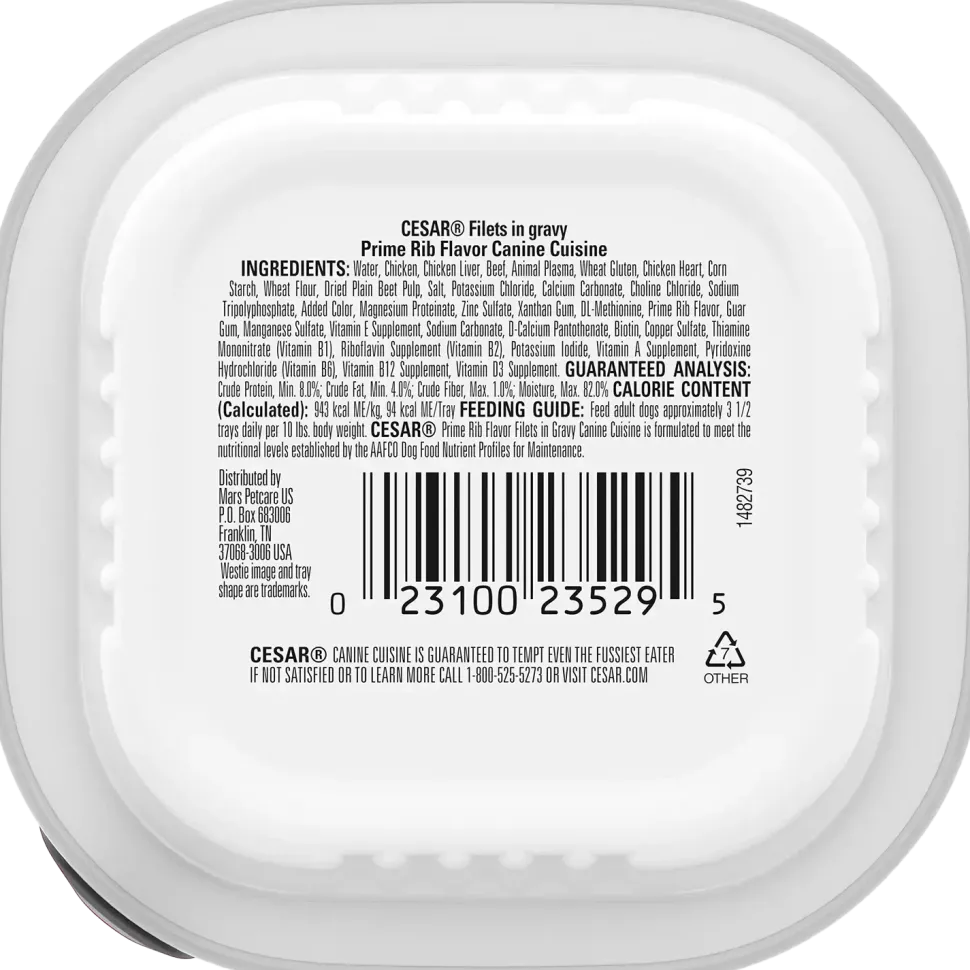 Cesar Filets in Gravy Adult Wet Dog Food Prime Rib 3.5-oz