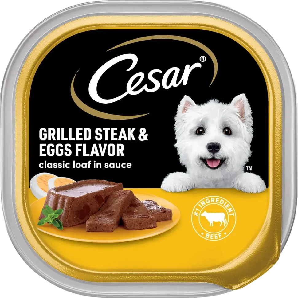 Cesar Sunrise Classic Loaf in Sauce Adult Wet Dog Food Grilled Steak & Eggs 3.5-oz