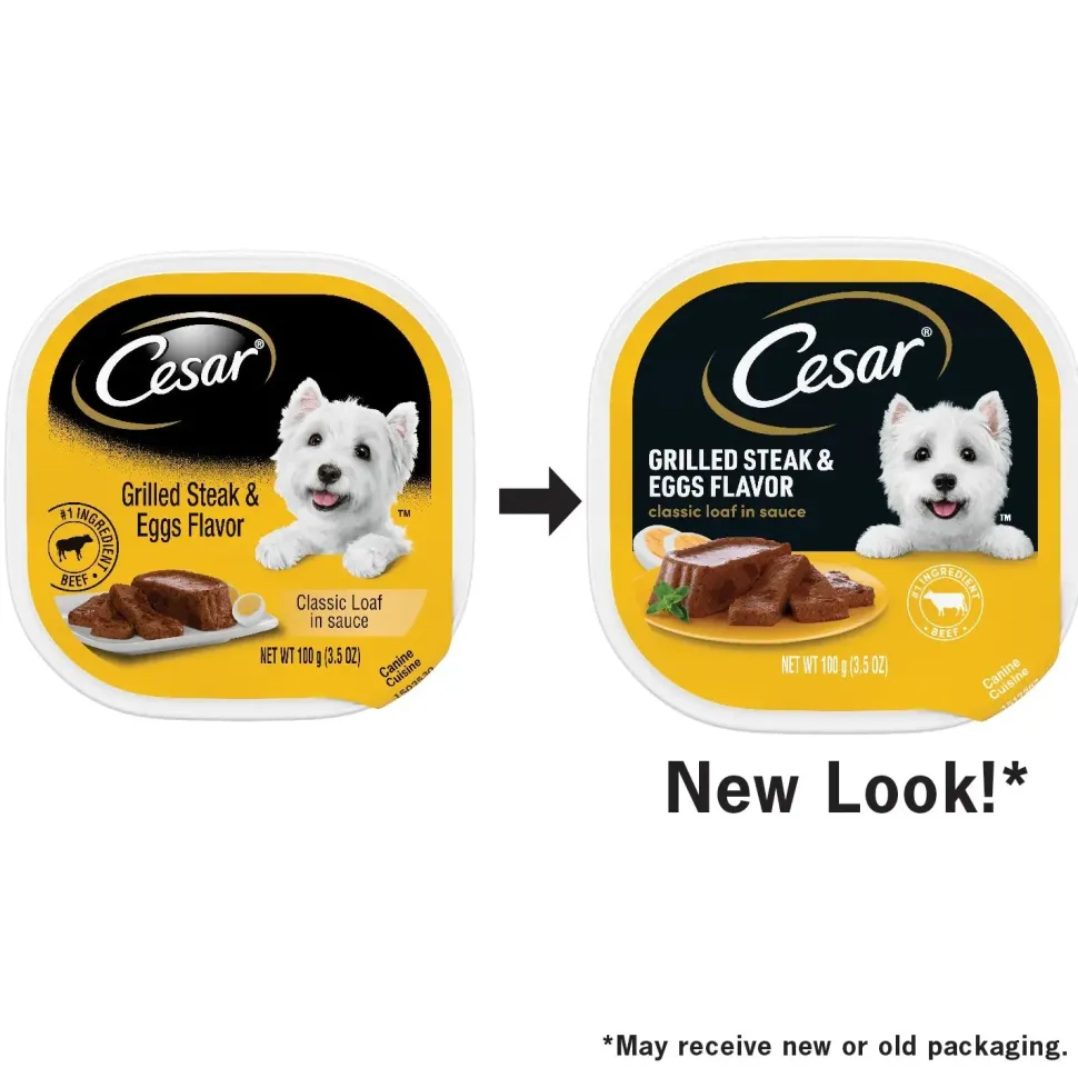 Cesar Sunrise Classic Loaf in Sauce Adult Wet Dog Food Grilled Steak & Eggs 3.5-oz