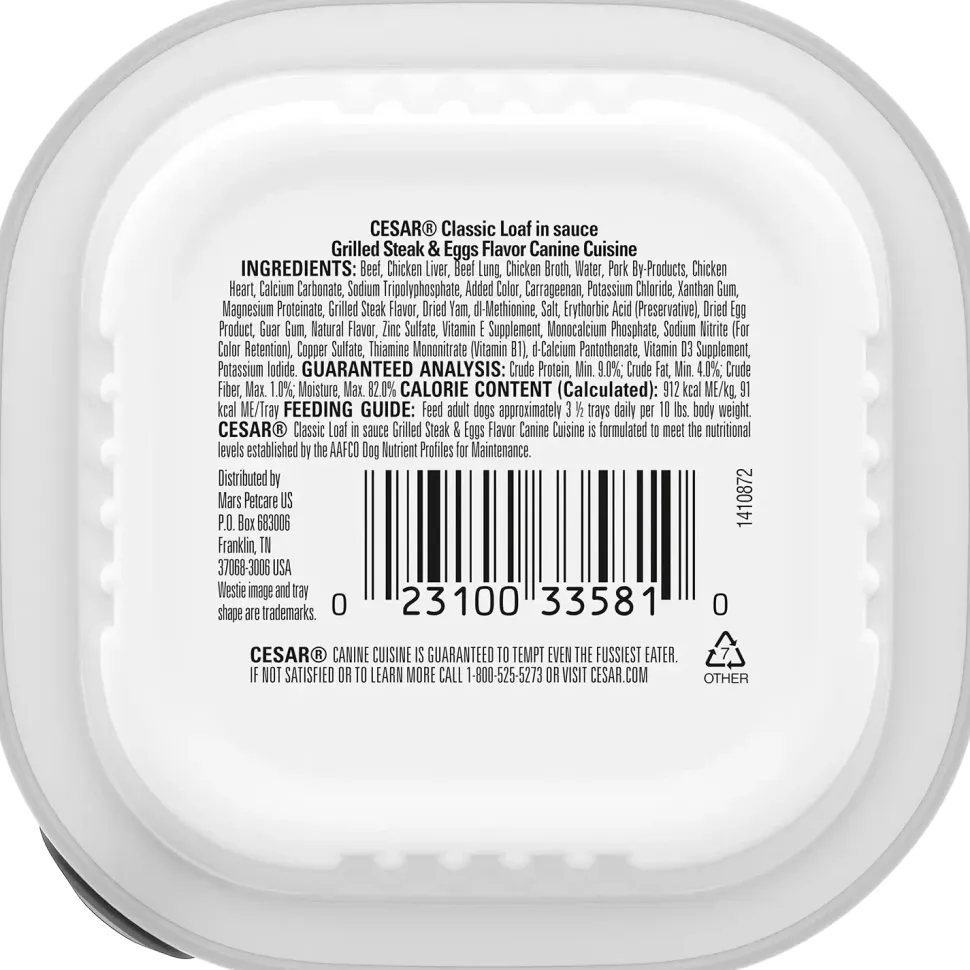 Cesar Sunrise Classic Loaf in Sauce Adult Wet Dog Food Grilled Steak & Eggs 3.5-oz