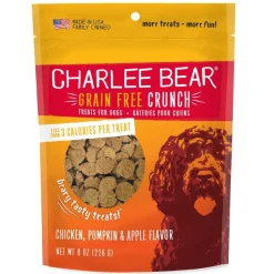 Charlee Bear Grain Free Crunch Dog Treats Chicken, Pumpkin & Apple 8-oz