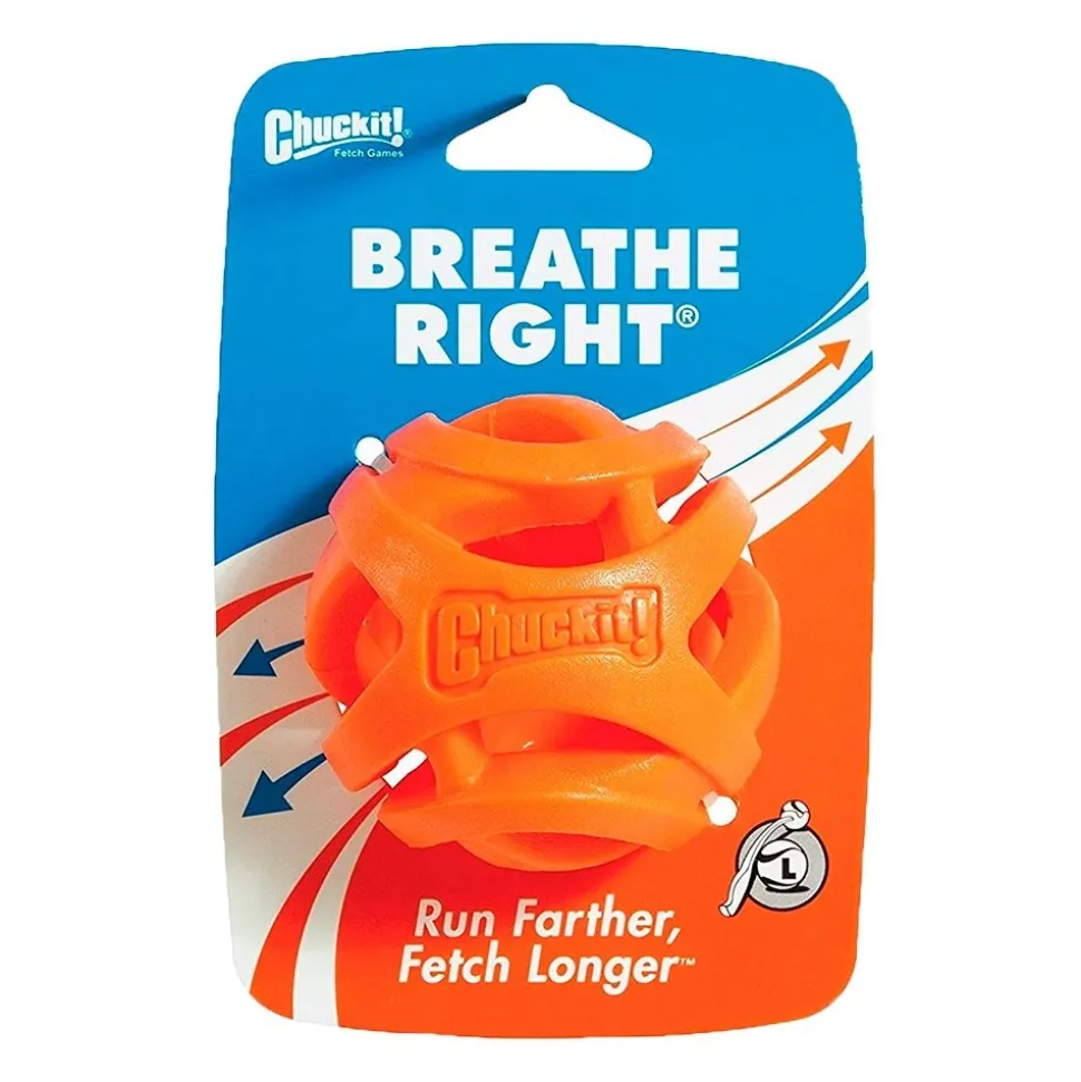 Chuckit! Breathe Right Fetch Ball Dog Toy Orange Large