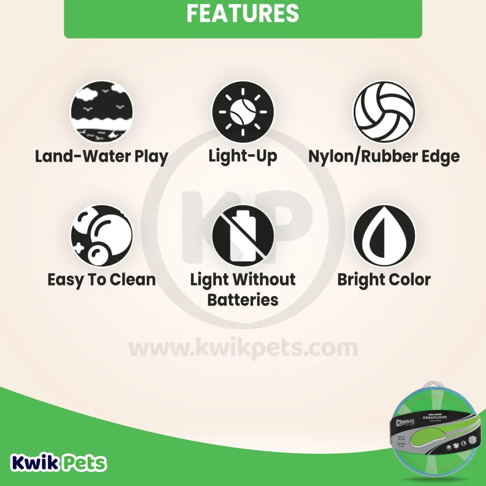 Chuckit! Paraflight Max Glow Dog Toy Green/White Large