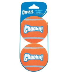 Chuckit! Tennis Ball Dog Toy Shrink Sleeve Blue/Orange Large 2 Count