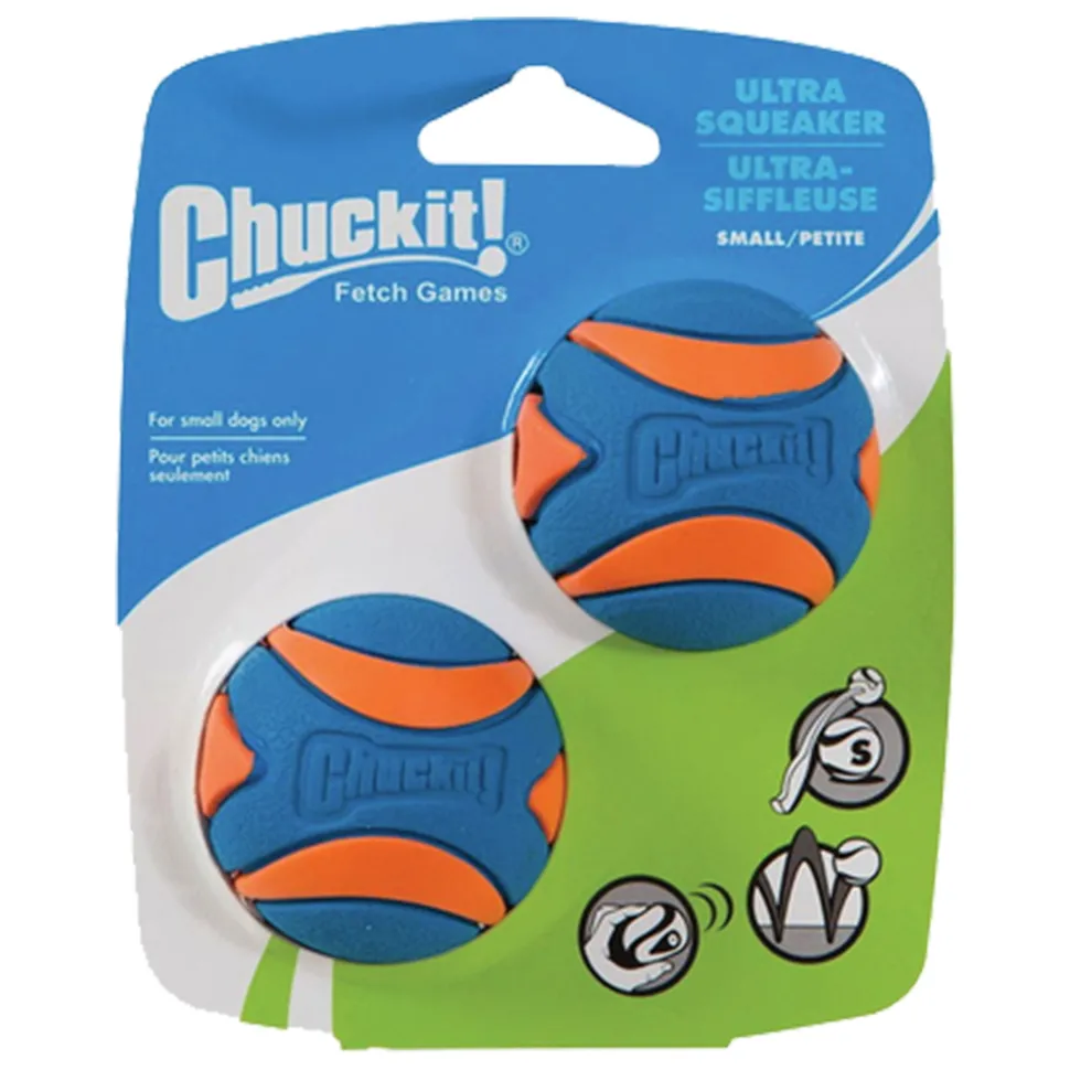 Chuckit! Ultra Squeaker Balls Dog Toy Blue/Orange Small 2 Count