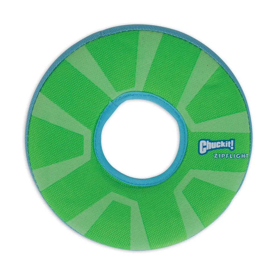Chuckit! ZipFlight Max Glow Dog Toy Green/White Medium