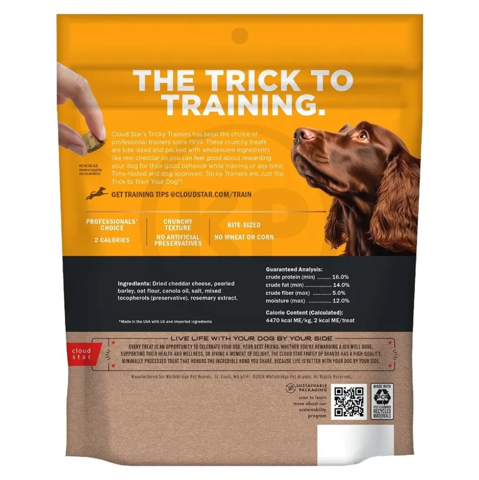 Cloud Star Tricky Trainers Crunchy Dog Training Treats Cheddar 8-oz