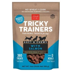 Cloud Star Tricky Trainers Grain Free Soft & Chewy Dog Training Treats Salmon 14-oz