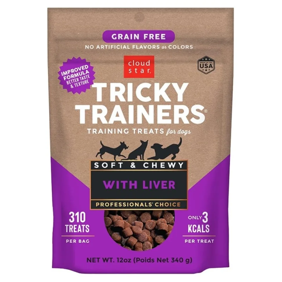 Cloud Star Tricky Trainers Grain Free Soft & Chewy Dog Training Treats Liver 12-oz