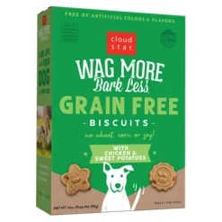 Cloud Star Wag More Bark Less Grain Free Biscuits Crunchy Dog Treats with Chicken & Sweet Potato 14-oz