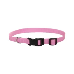 Coastal Adjustable Nylon Dog Collar with Plastic Buckle Bright Pink 3/8 in X 8-12 in