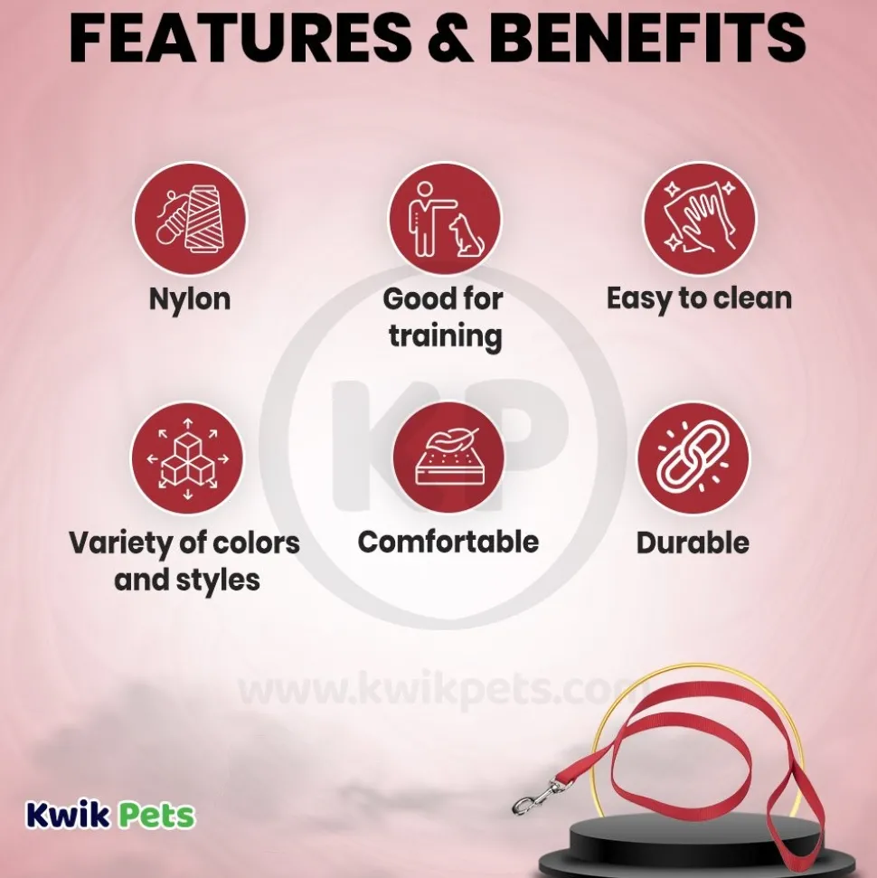 Coastal Single-Ply Nylon Dog Leash Red 5/8 in X 6 ft