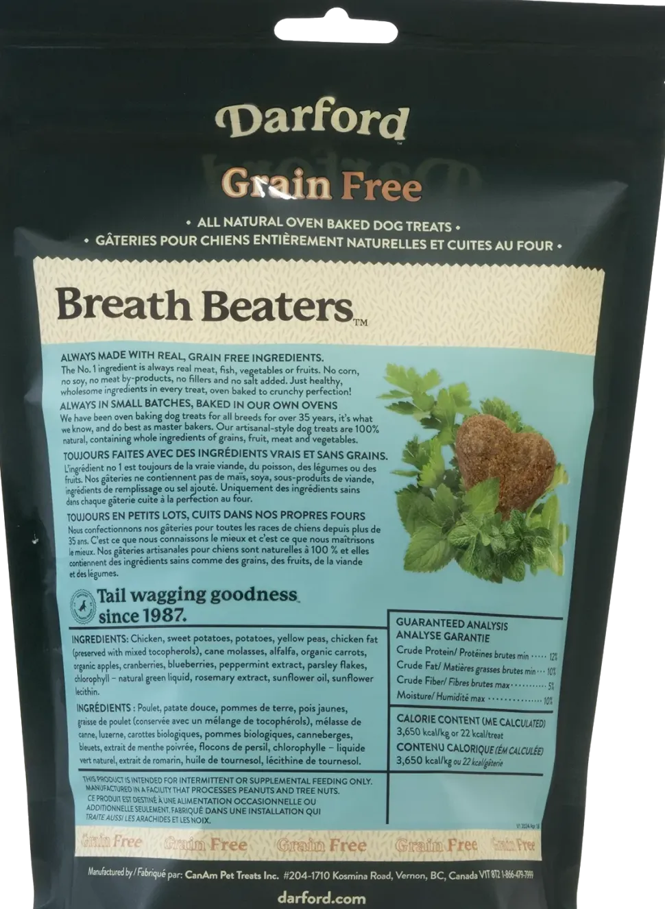 Darford Grain Free Biscuits Breath Beaters Dog Treats Regular 12-oz