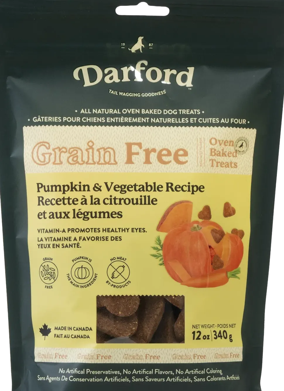 Darford Grain Free Biscuits Pumpkin Recipe Dog Treats Regular 12-oz
