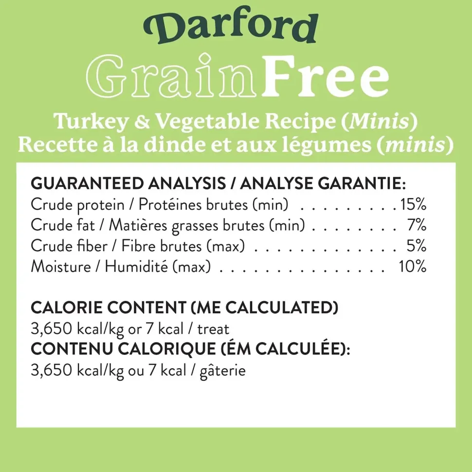 Darford Grain Free Biscuits Turkey Recipe Dog Treats Minis 12-oz