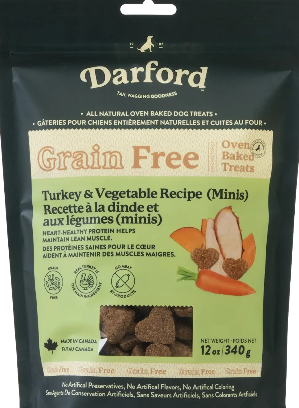 Darford Grain Free Biscuits Turkey Recipe Dog Treats Minis 12-oz