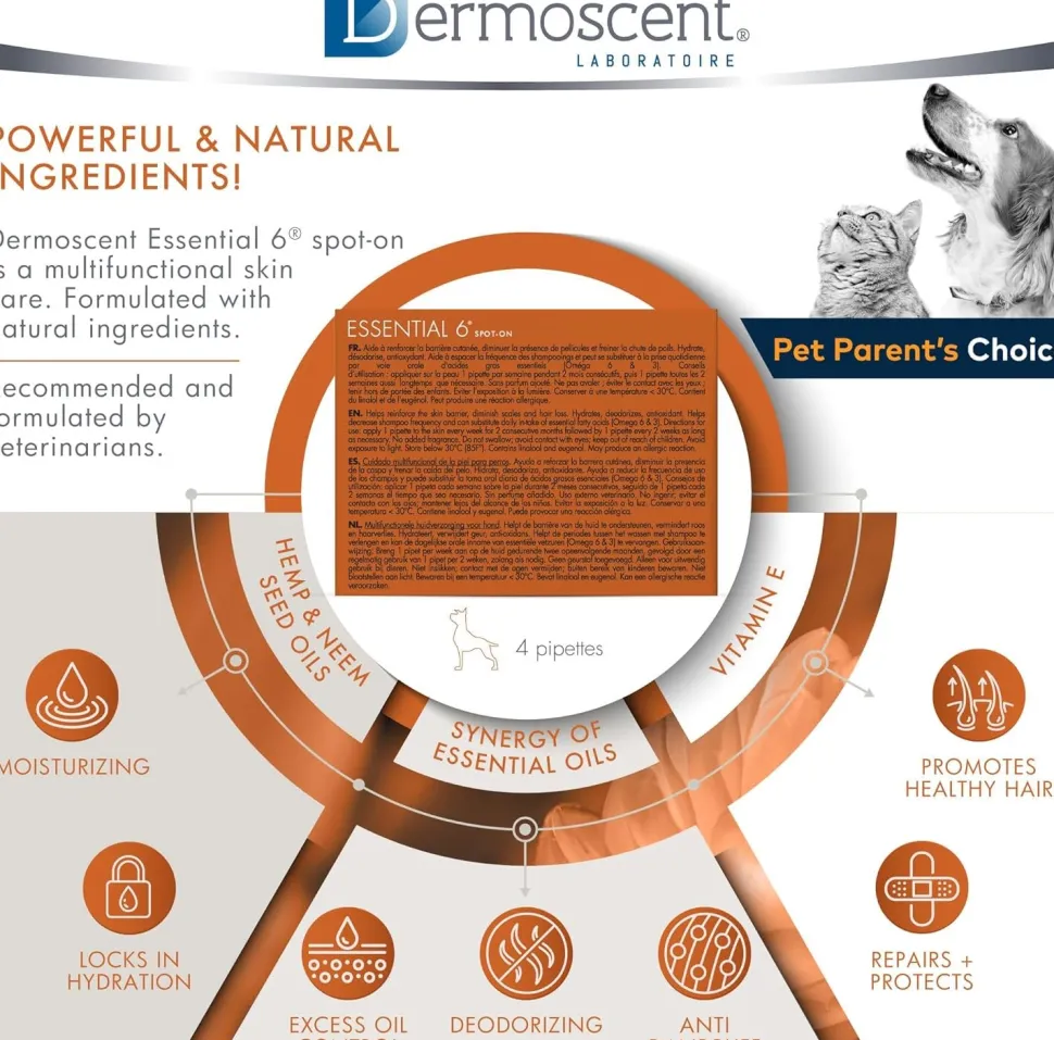 Dermoscent Essential 6 Spot-on Skin Care for Dogs 22 to 45 lbs