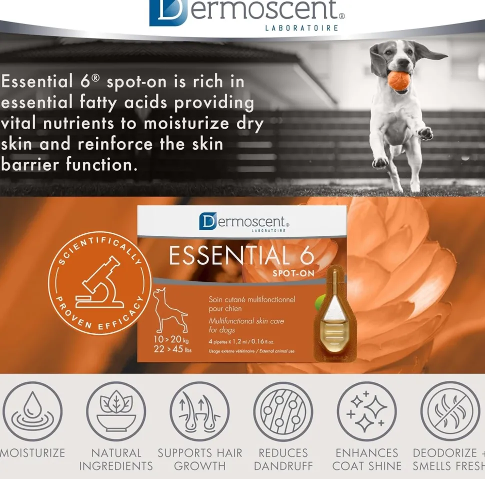 Dermoscent Essential 6 Spot-on Skin Care for Dogs 22 to 45 lbs