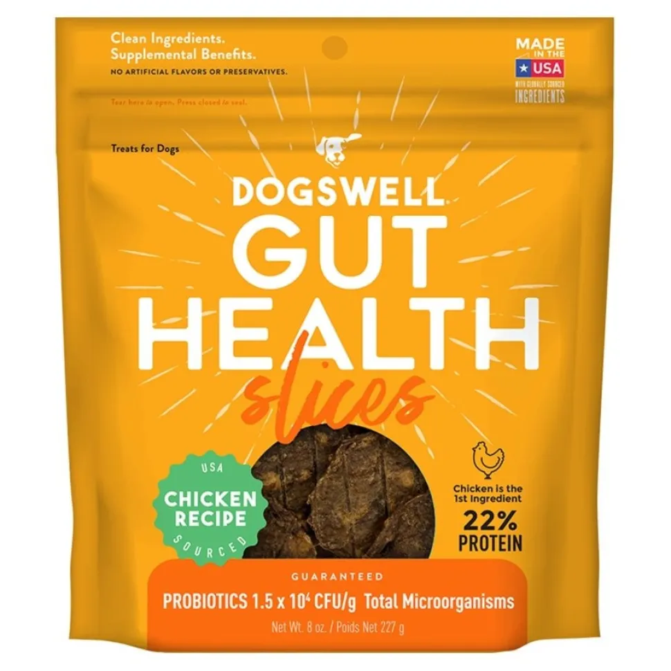 Dogswell Gut Health Slices Functional Dog Treats Chicken 8-oz