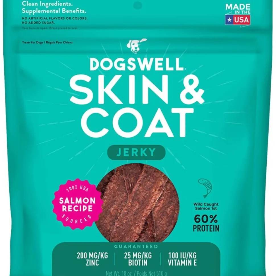 Dogswell Skin & Coat Jerky Dog Treats Salmon 18-oz